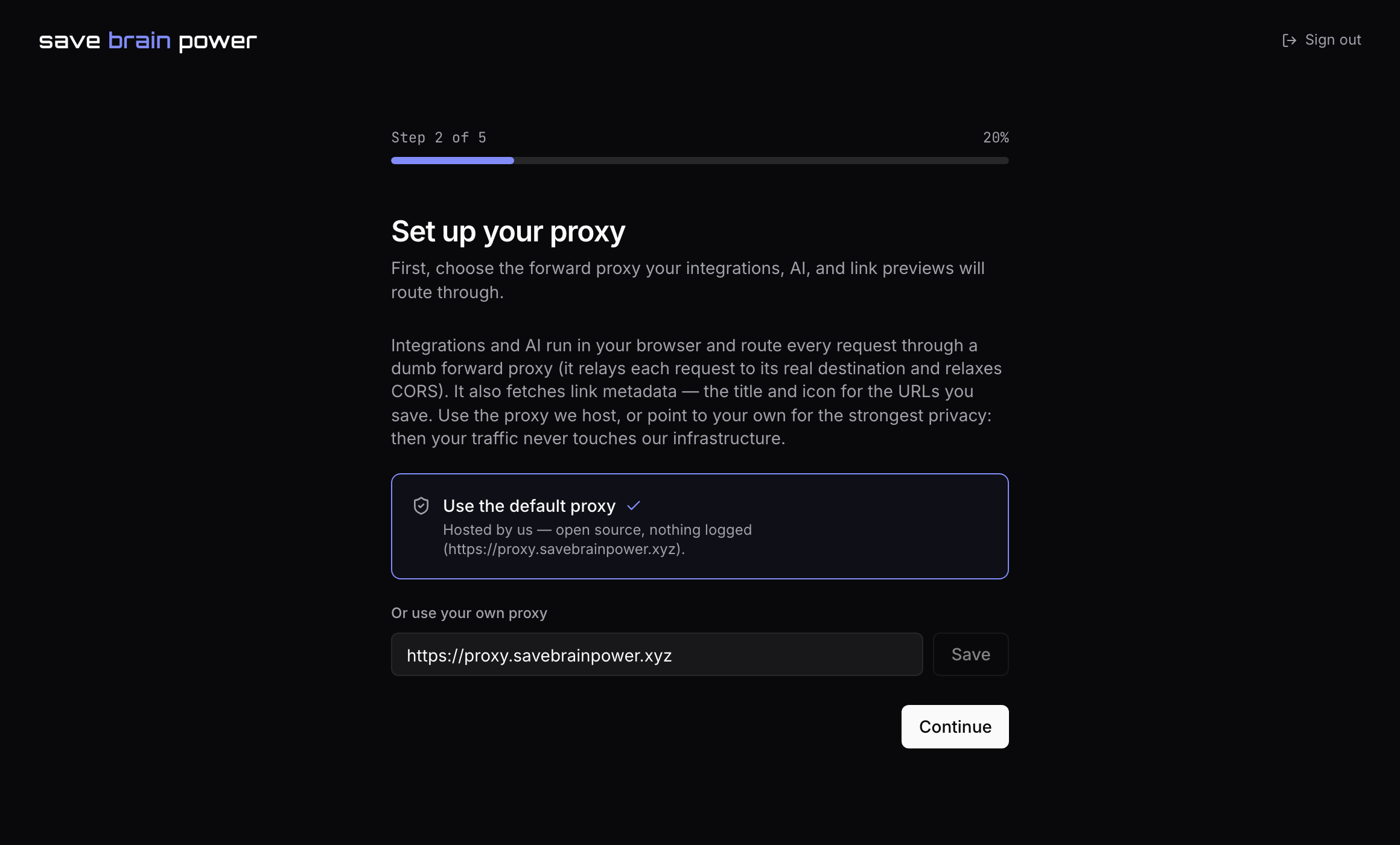 The proxy choice during onboarding