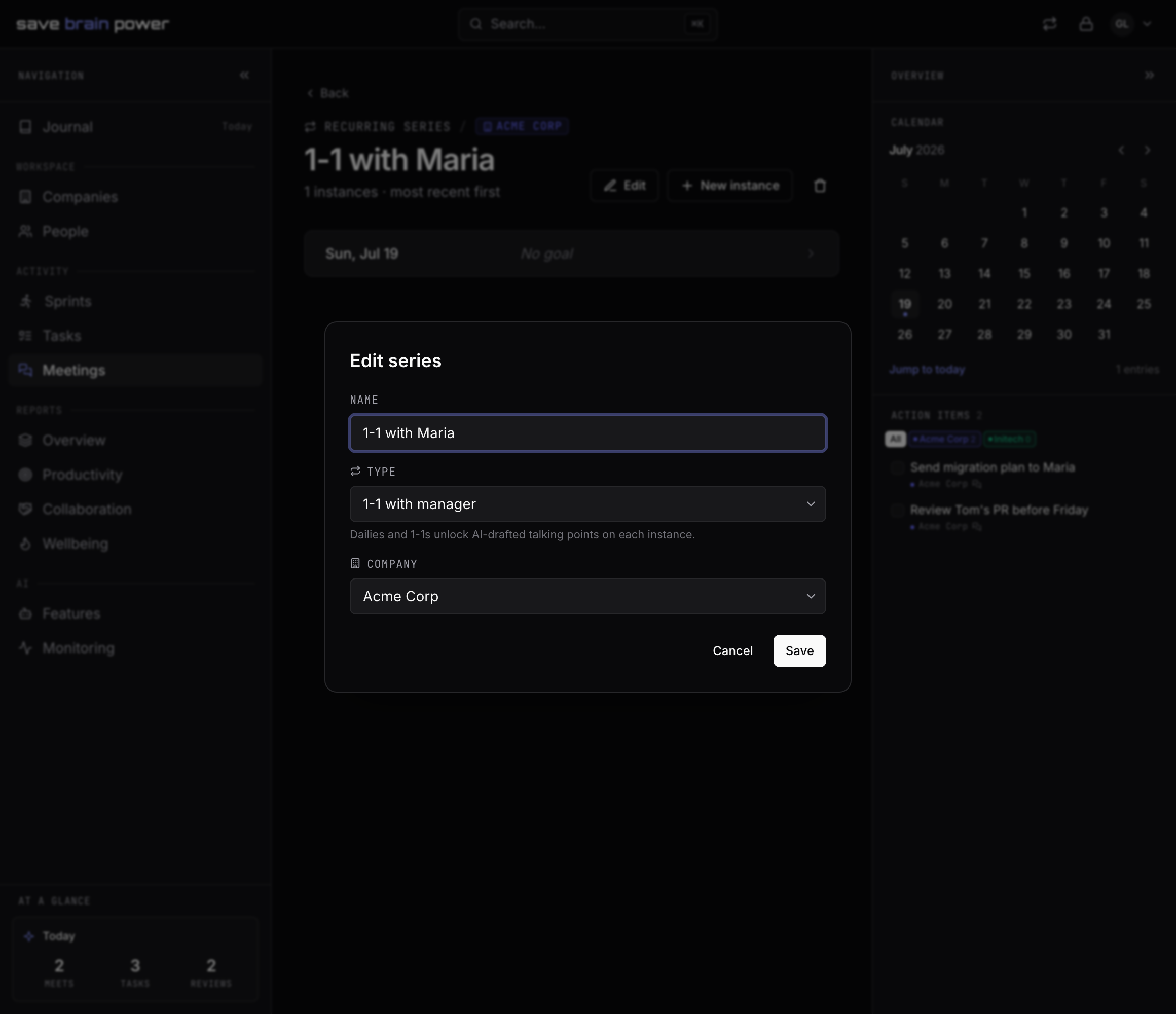 Setting the series type in the edit dialog