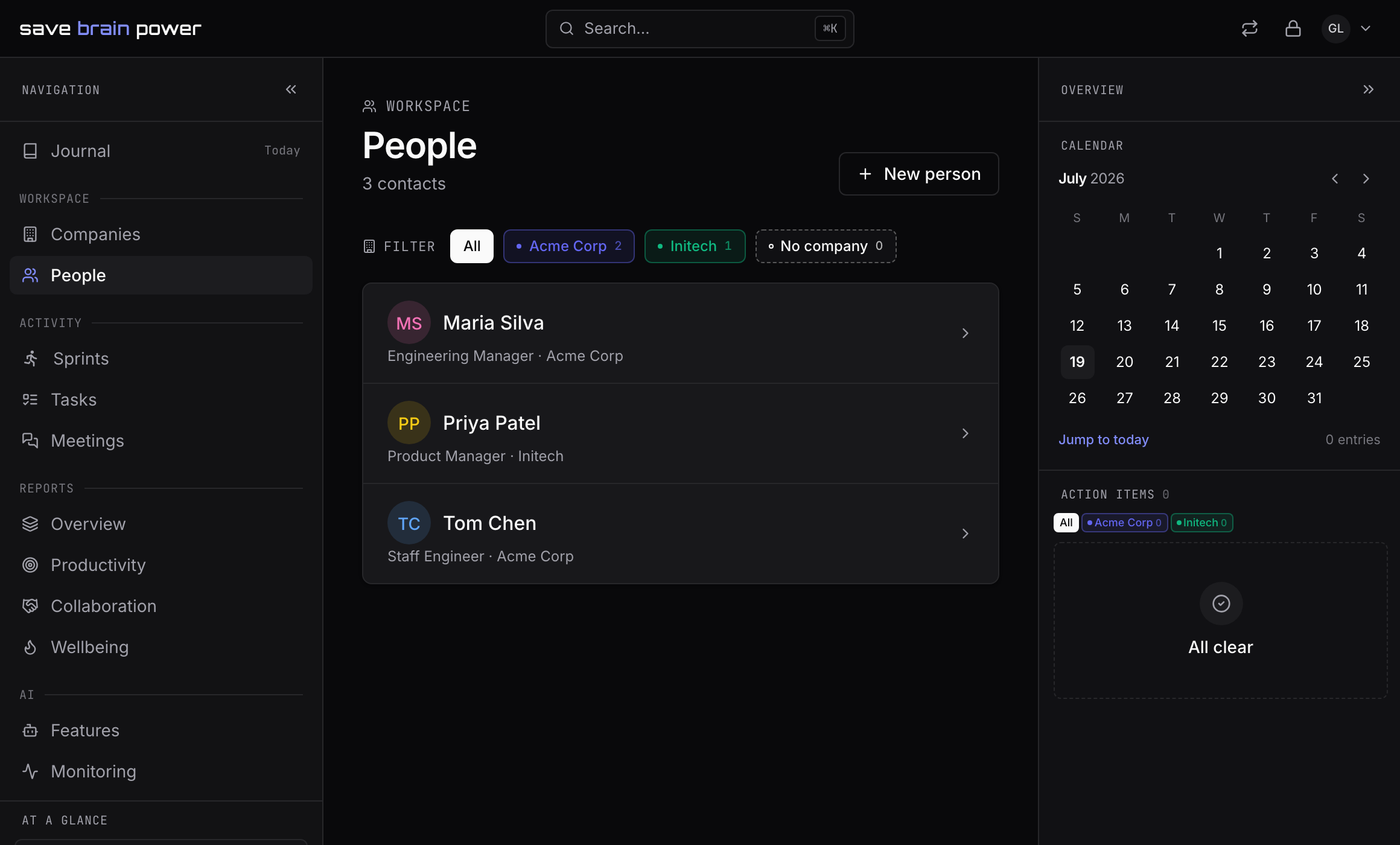 The People page